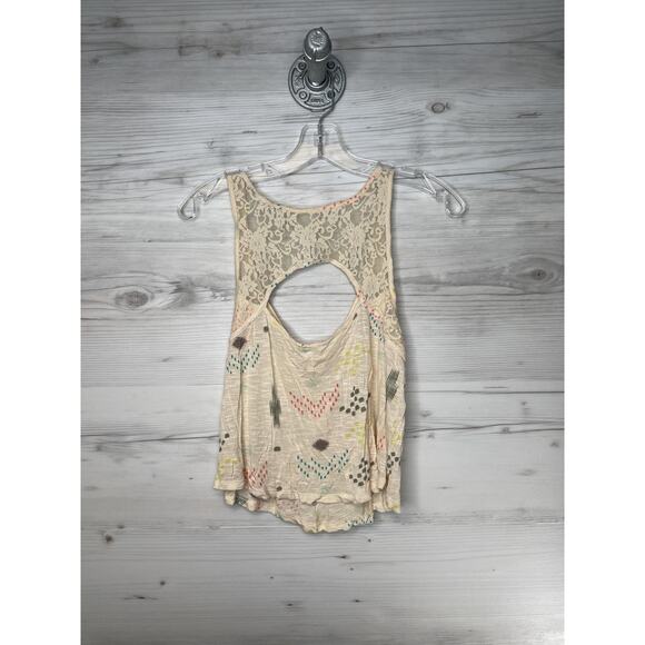 Kirra Tank Top Womens XS Cream Lace Back Button Front Sheer Boho Festival Summer - Picture 10 of 10